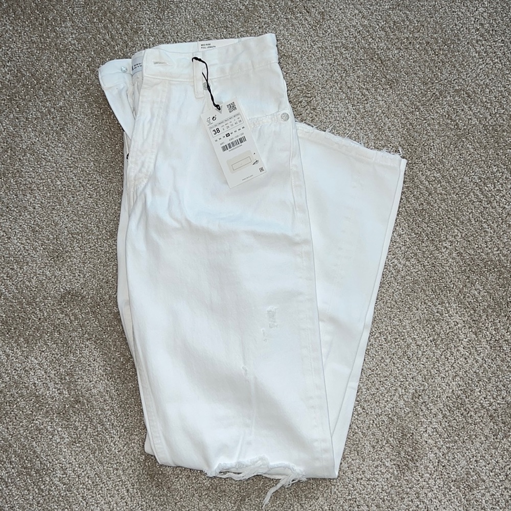 Zara ripped full length straight jean